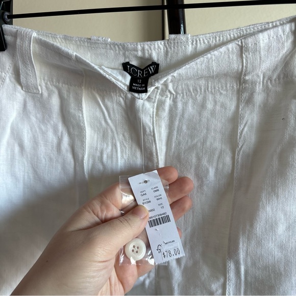 J. Crew Women's Crisp White Linen Shorts - Picture 2 of 4